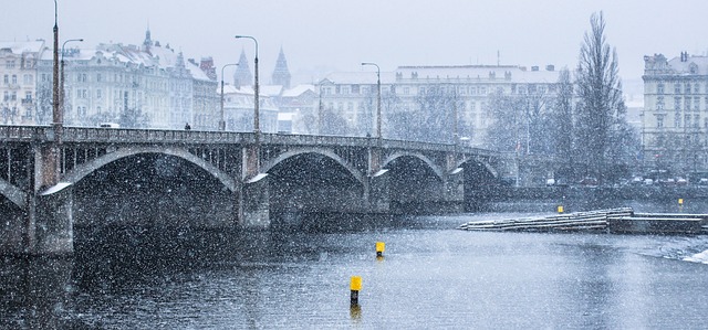 sněžení v Praze